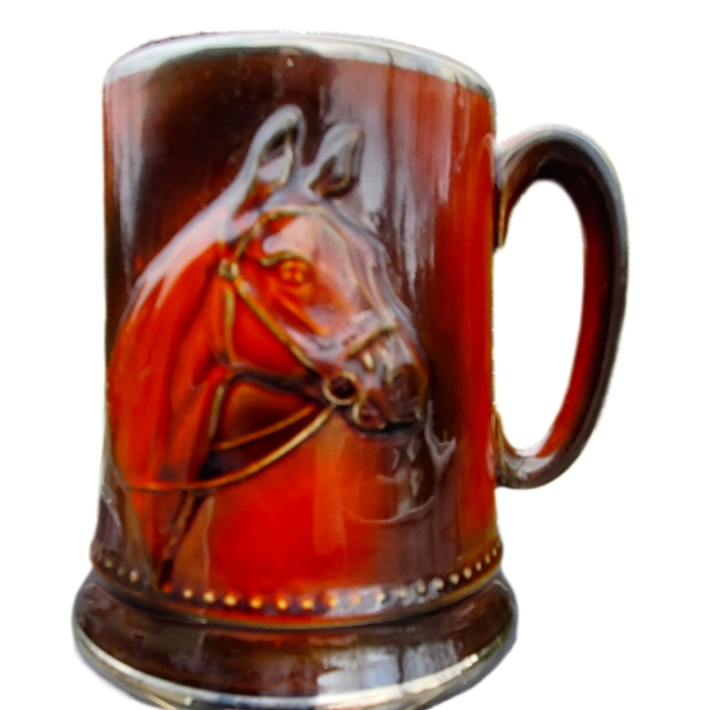 Vintage SylvaC Pottery Stein Brown  Horse Pattern #2343